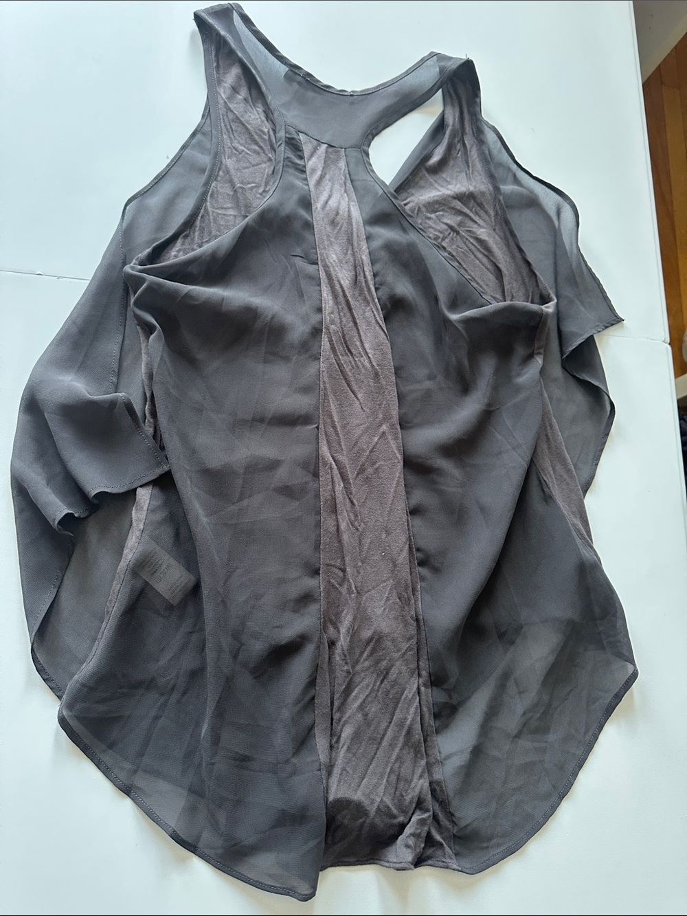 L—Doe & Rae Charcoal Gray Chiffon Racerback Camisole - Picture 6 of 11